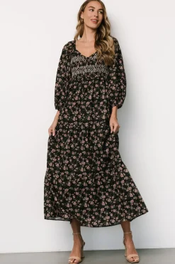 Clearance Baltic Born Louisa Smocked Maxi Dress | Black Floral BlackFloral