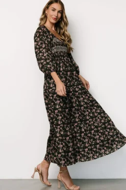 Clearance Baltic Born Louisa Smocked Maxi Dress | Black Floral BlackFloral
