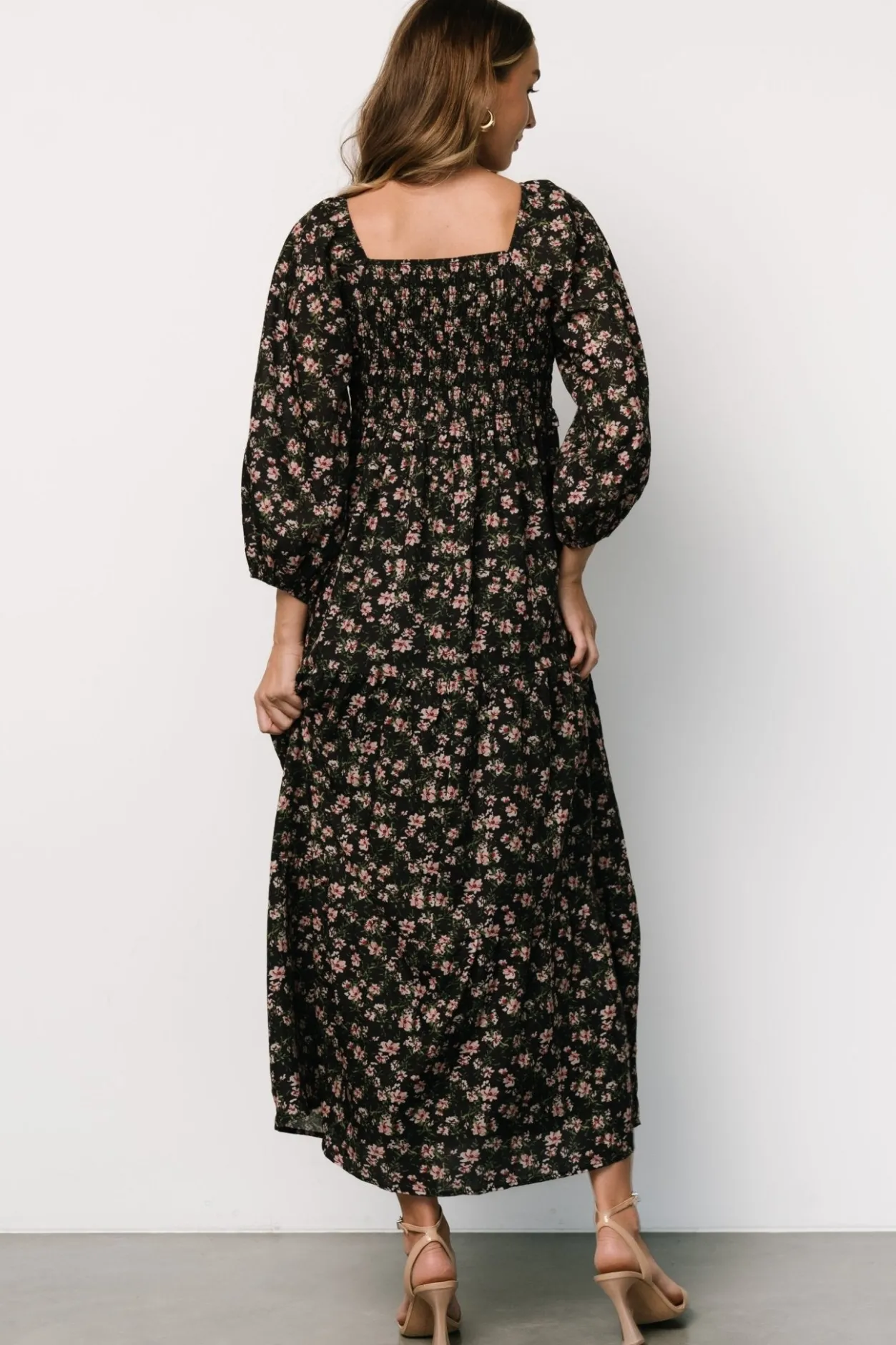 Clearance Baltic Born Louisa Smocked Maxi Dress | Black Floral BlackFloral