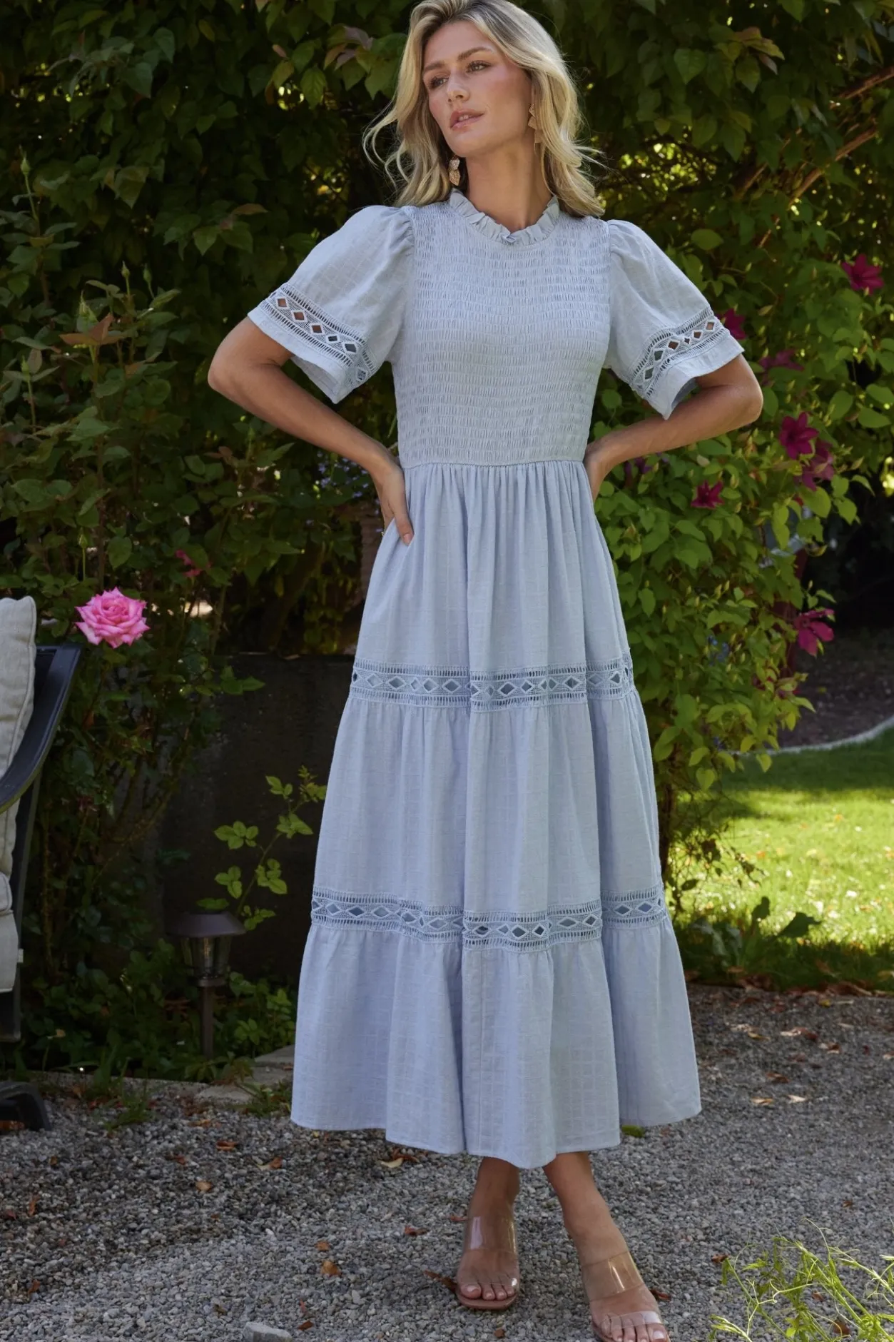Clearance Baltic Born Loveland Geo Lace Maxi Dress | Light Blue LightBlue