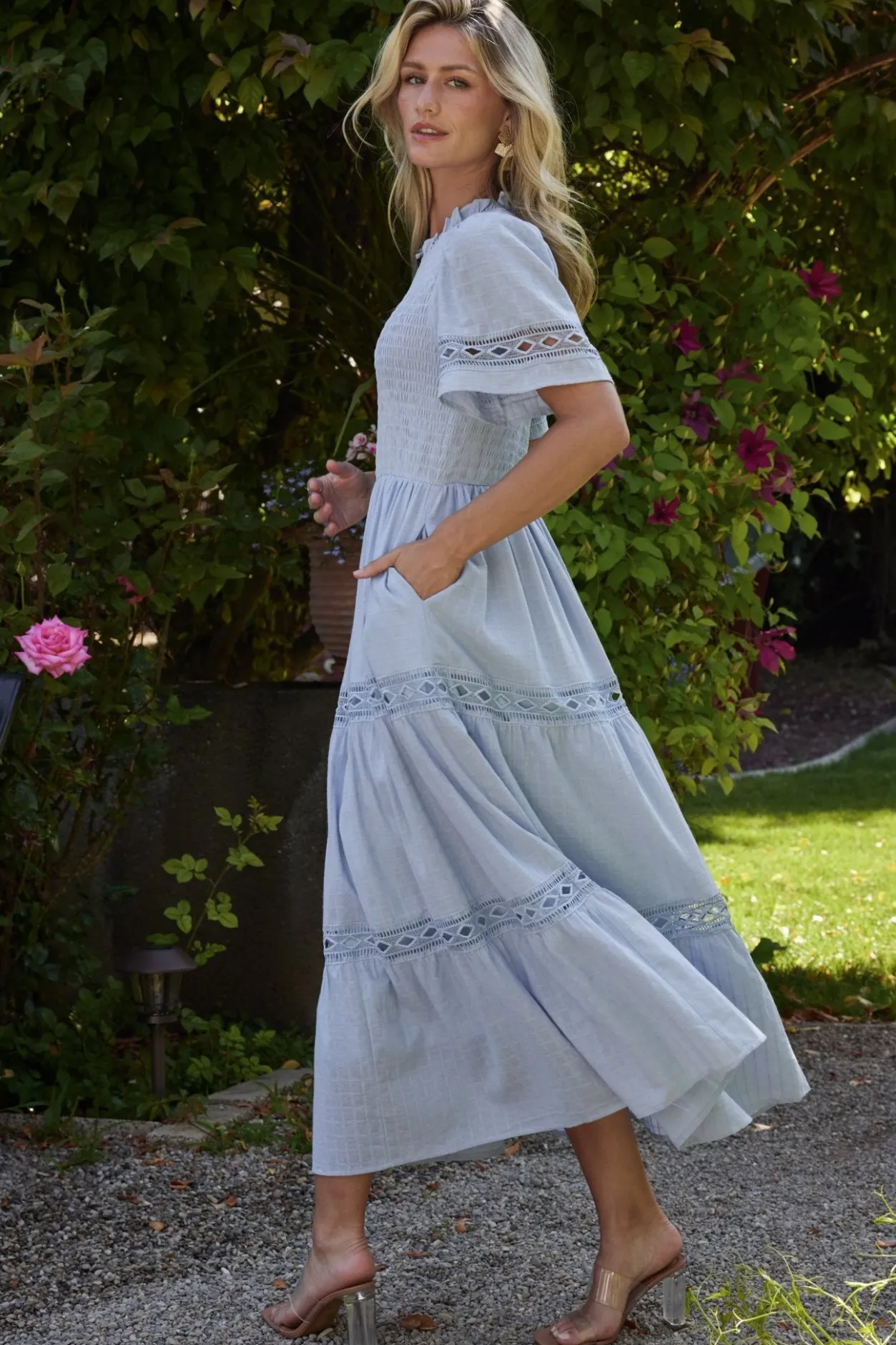 Clearance Baltic Born Loveland Geo Lace Maxi Dress | Light Blue LightBlue