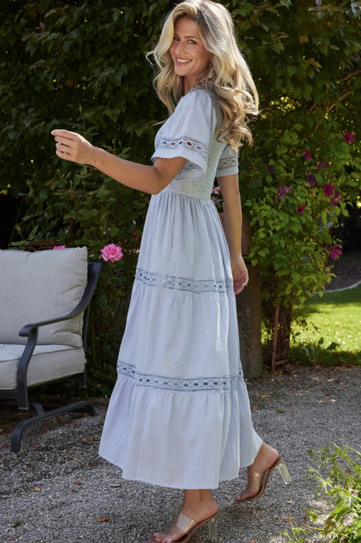 Clearance Baltic Born Loveland Geo Lace Maxi Dress | Light Blue LightBlue