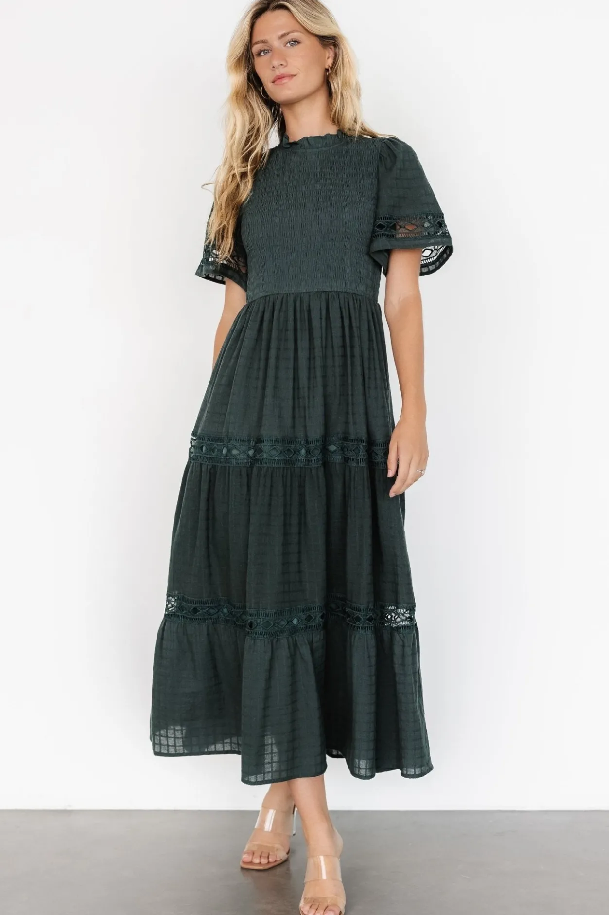 Clearance Baltic Born Loveland Geo Lace Maxi Dress | Dark Green DarkGreen