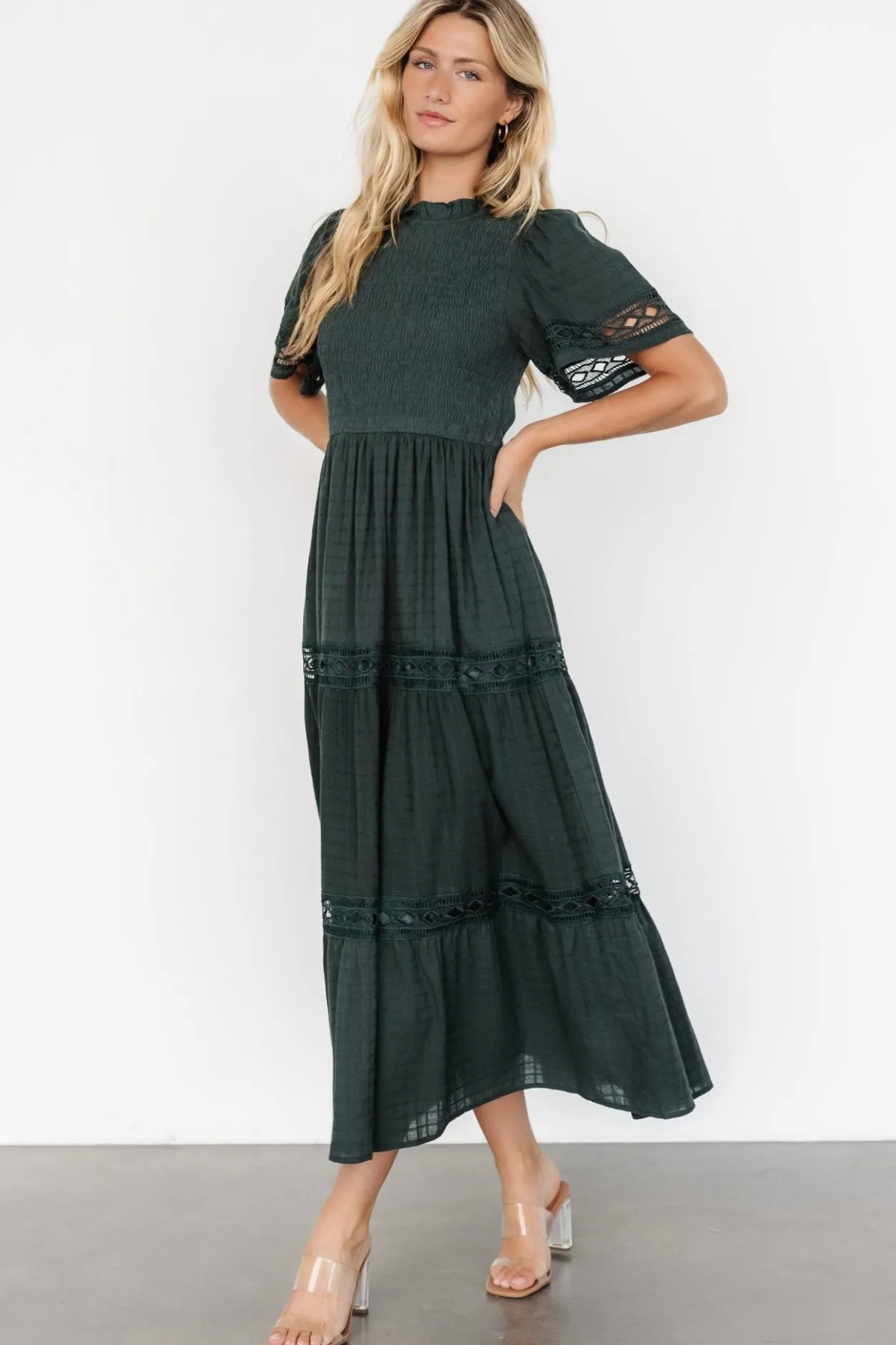 Clearance Baltic Born Loveland Geo Lace Maxi Dress | Dark Green DarkGreen