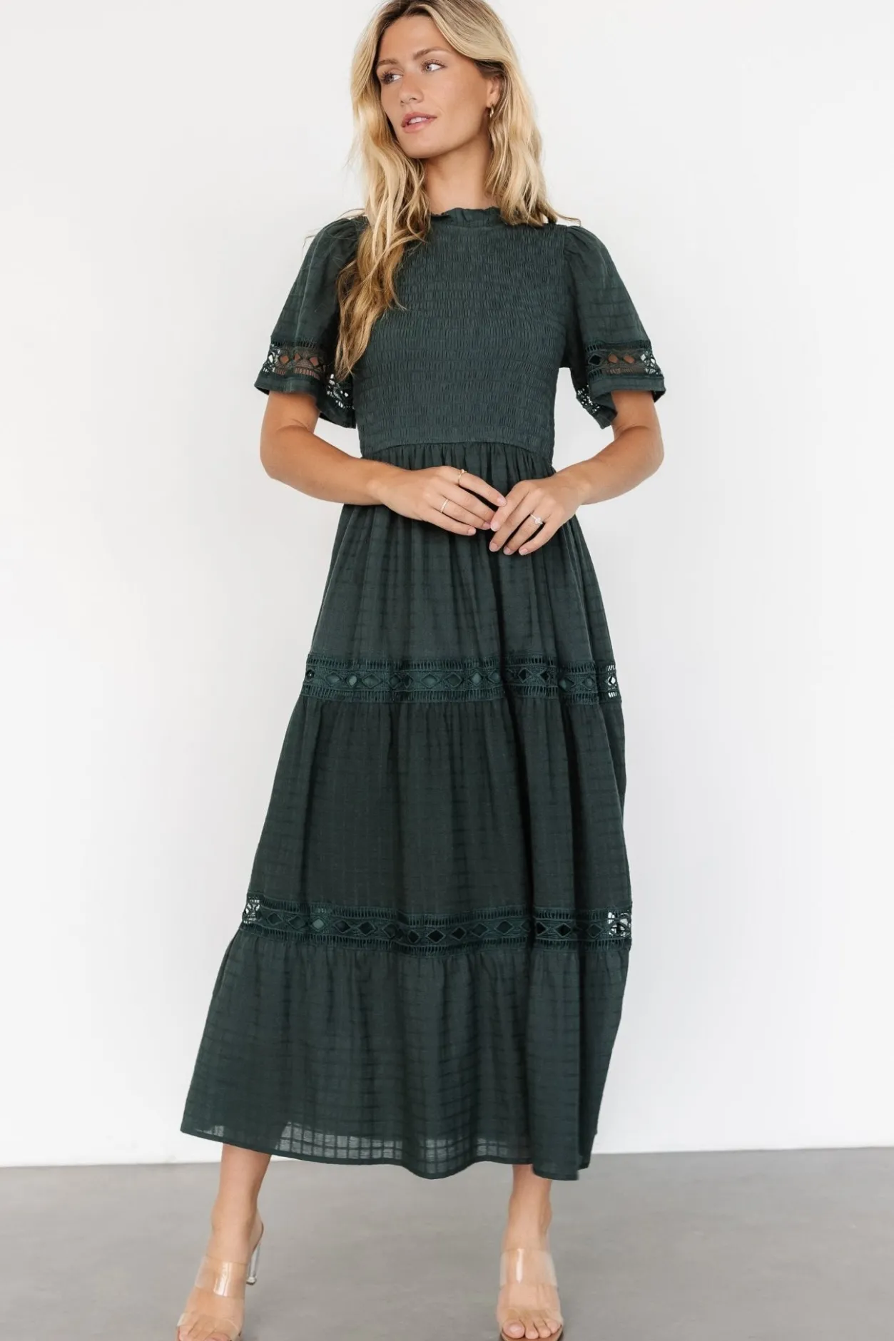 Clearance Baltic Born Loveland Geo Lace Maxi Dress | Dark Green DarkGreen
