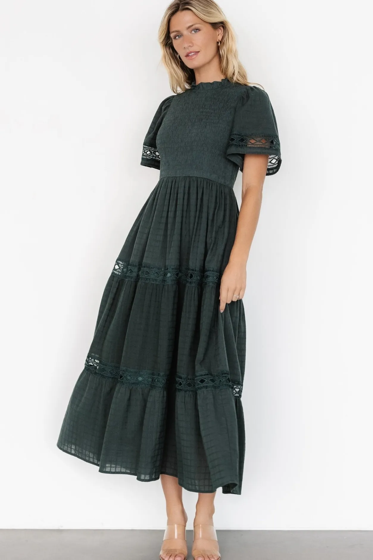 Clearance Baltic Born Loveland Geo Lace Maxi Dress | Dark Green DarkGreen