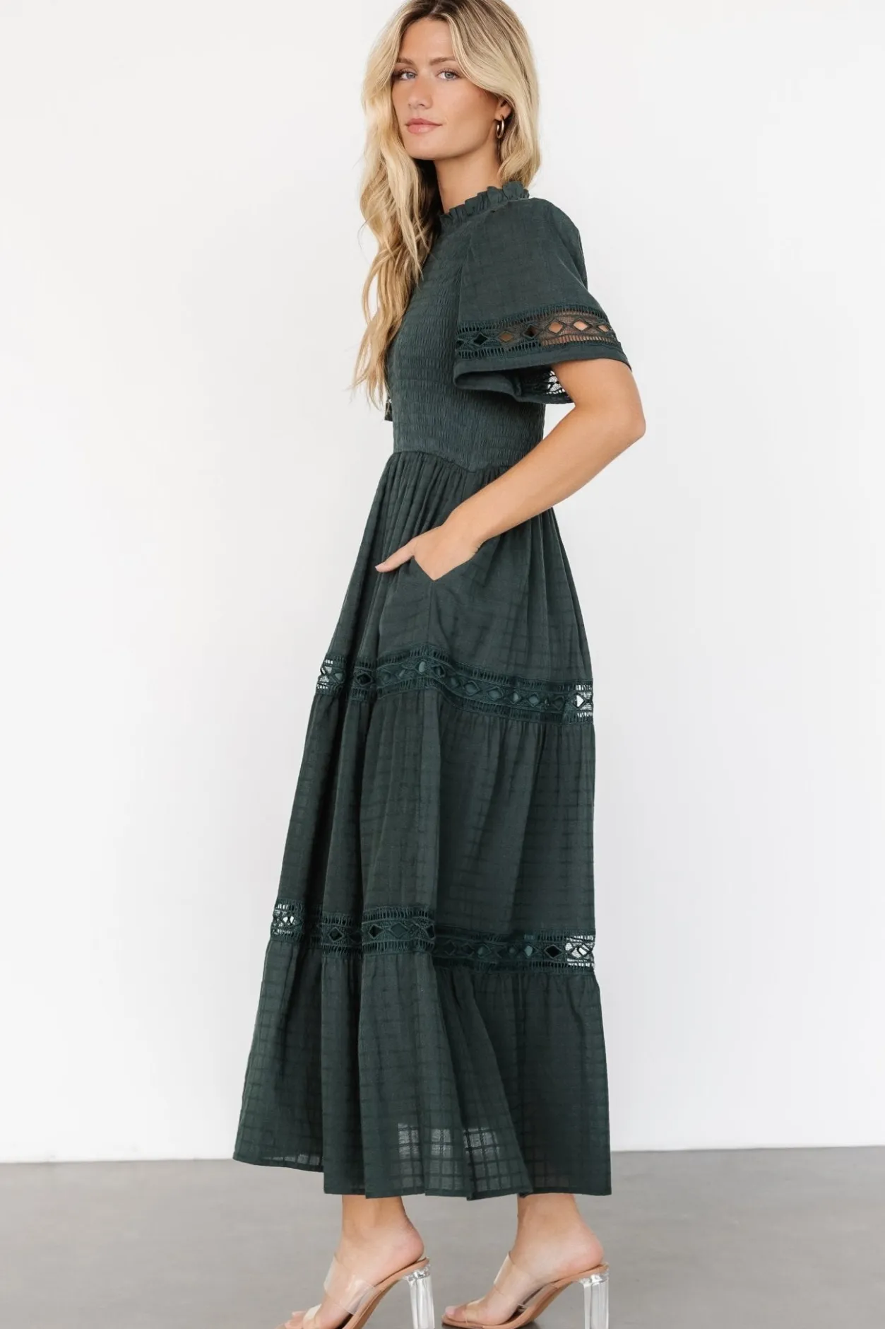 Clearance Baltic Born Loveland Geo Lace Maxi Dress | Dark Green DarkGreen