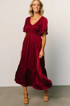 Online Baltic Born Lovell Smocked Midi Dress | Wine