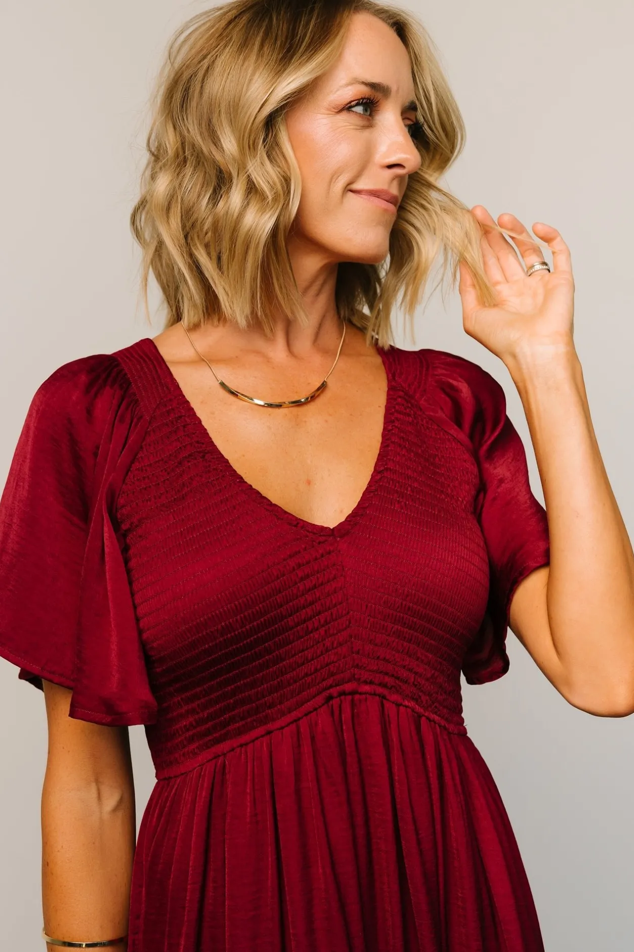 Online Baltic Born Lovell Smocked Midi Dress | Wine