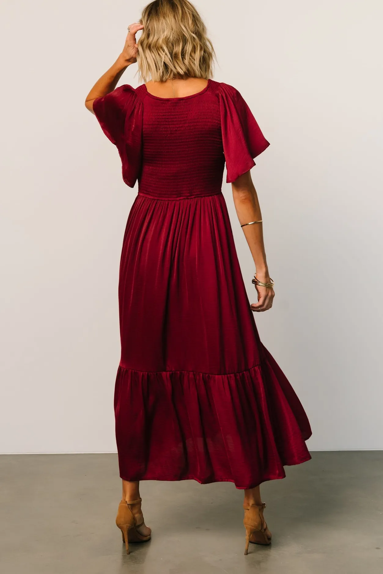 Online Baltic Born Lovell Smocked Midi Dress | Wine
