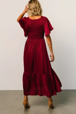 Online Baltic Born Lovell Smocked Midi Dress | Wine
