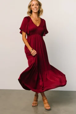 Online Baltic Born Lovell Smocked Midi Dress | Wine