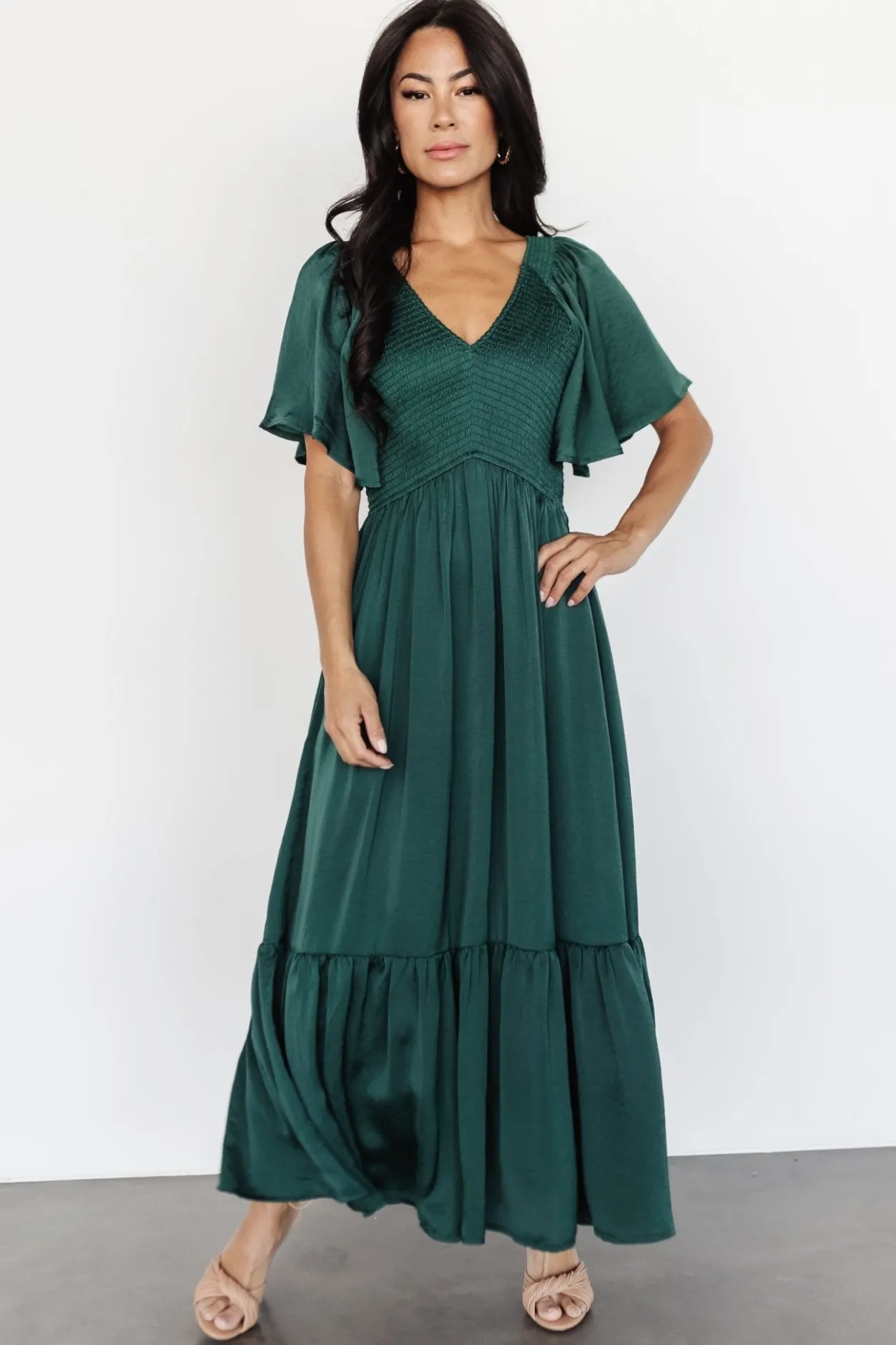 New Baltic Born Lovell Smocked Midi Dress | Emerald