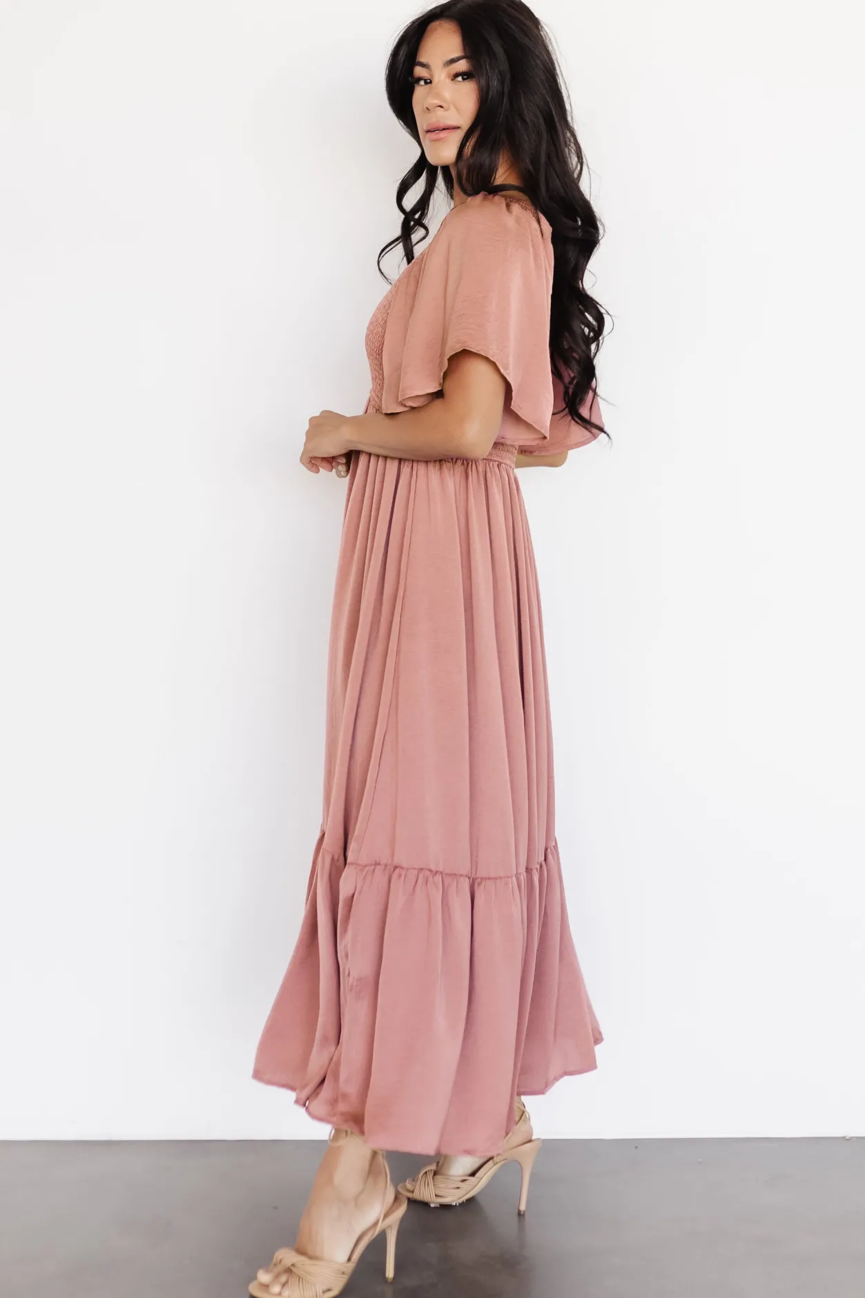 Clearance Baltic Born Lovell Smocked Midi Dress | Dark Mauve DarkMauve