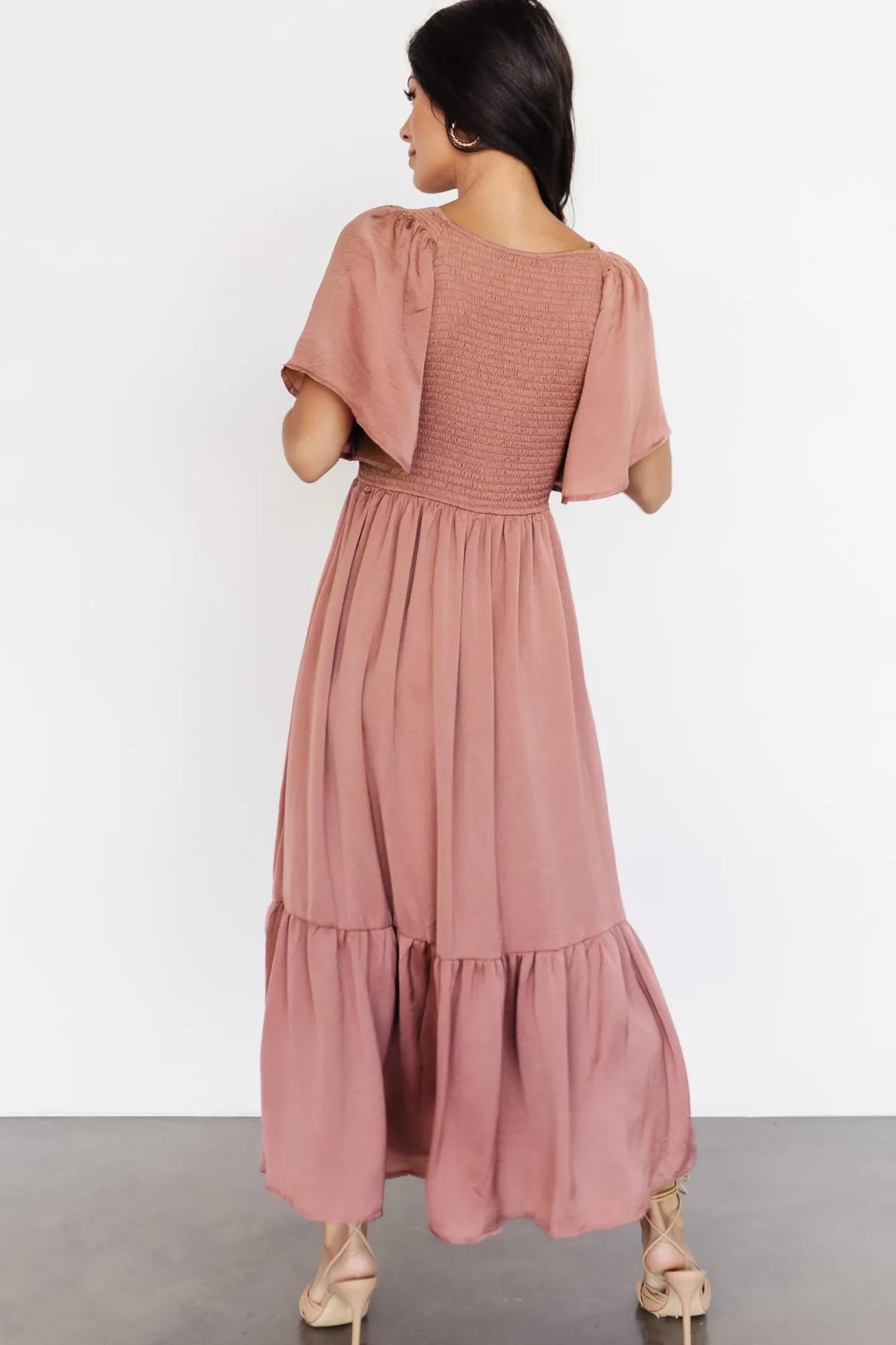 Clearance Baltic Born Lovell Smocked Midi Dress | Dark Mauve DarkMauve
