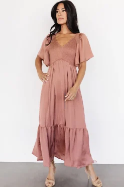 Clearance Baltic Born Lovell Smocked Midi Dress | Dark Mauve DarkMauve