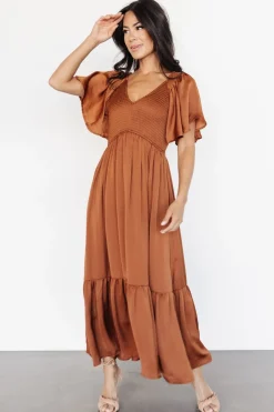 Hot Baltic Born Lovell Smocked Midi Dress | Dark Copper DarkCopper