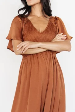 Hot Baltic Born Lovell Smocked Midi Dress | Dark Copper DarkCopper