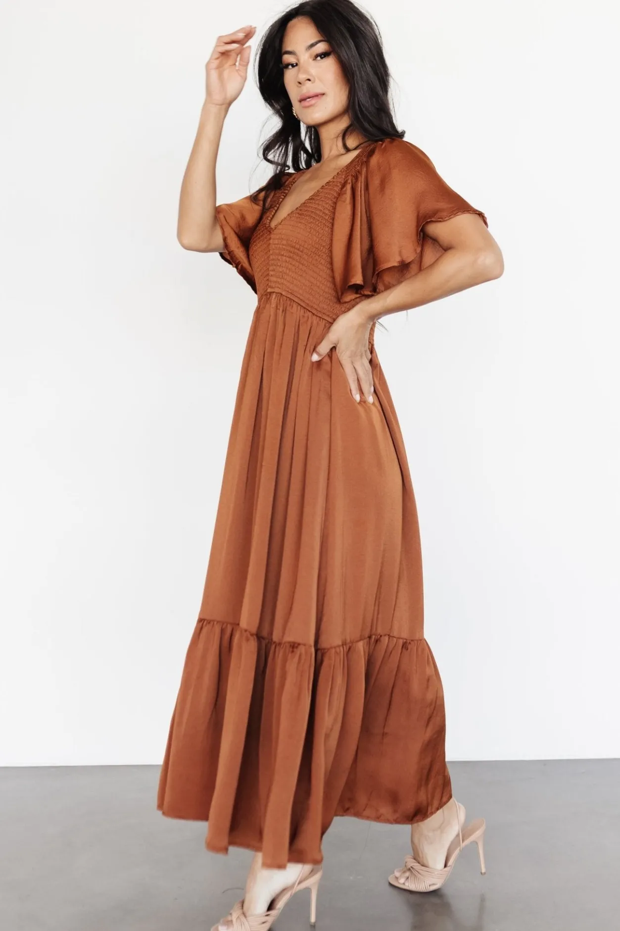 Hot Baltic Born Lovell Smocked Midi Dress | Dark Copper DarkCopper