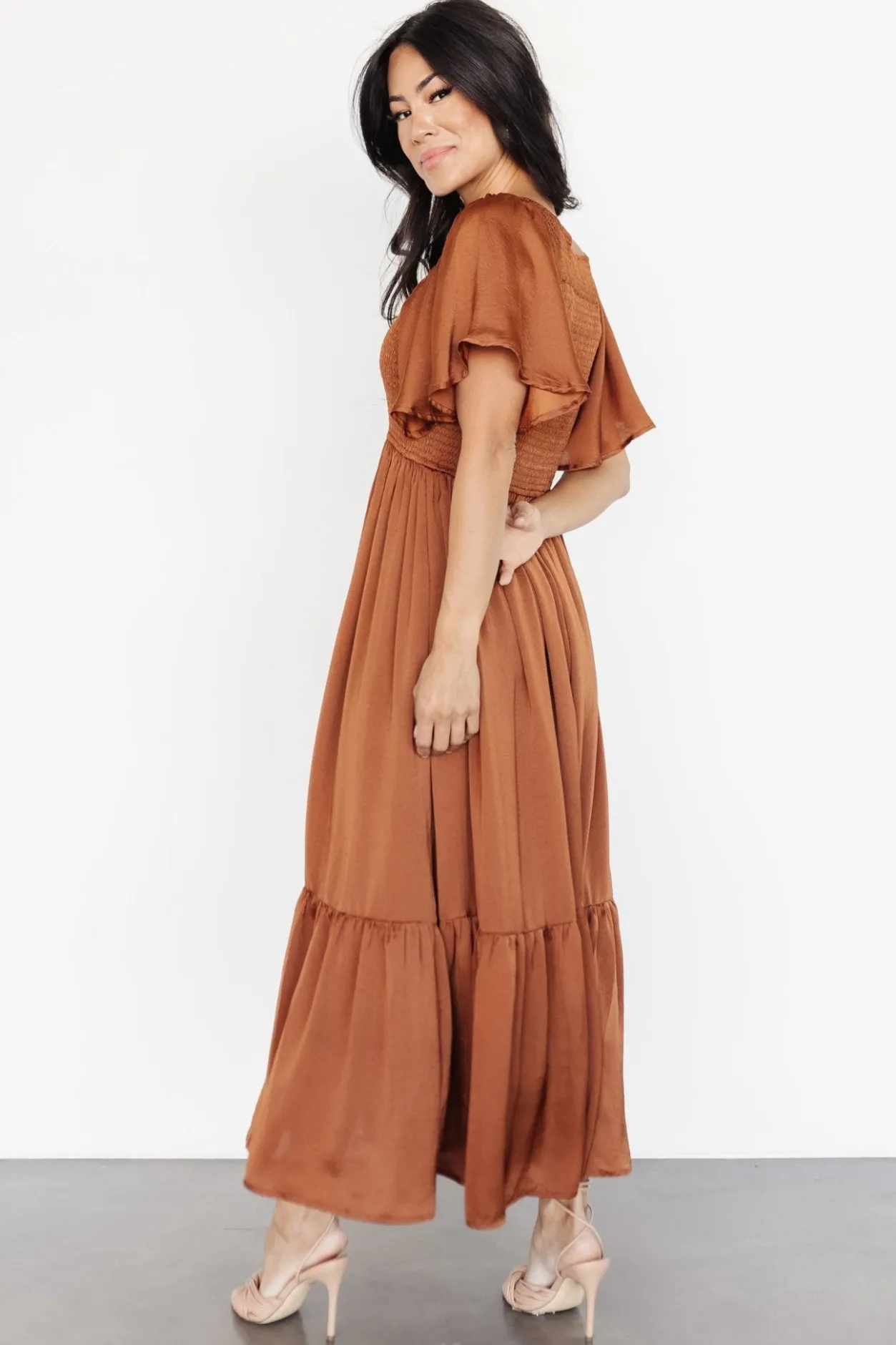 Hot Baltic Born Lovell Smocked Midi Dress | Dark Copper DarkCopper