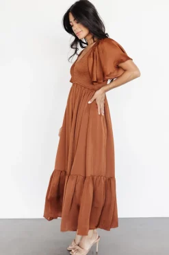 Hot Baltic Born Lovell Smocked Midi Dress | Dark Copper DarkCopper