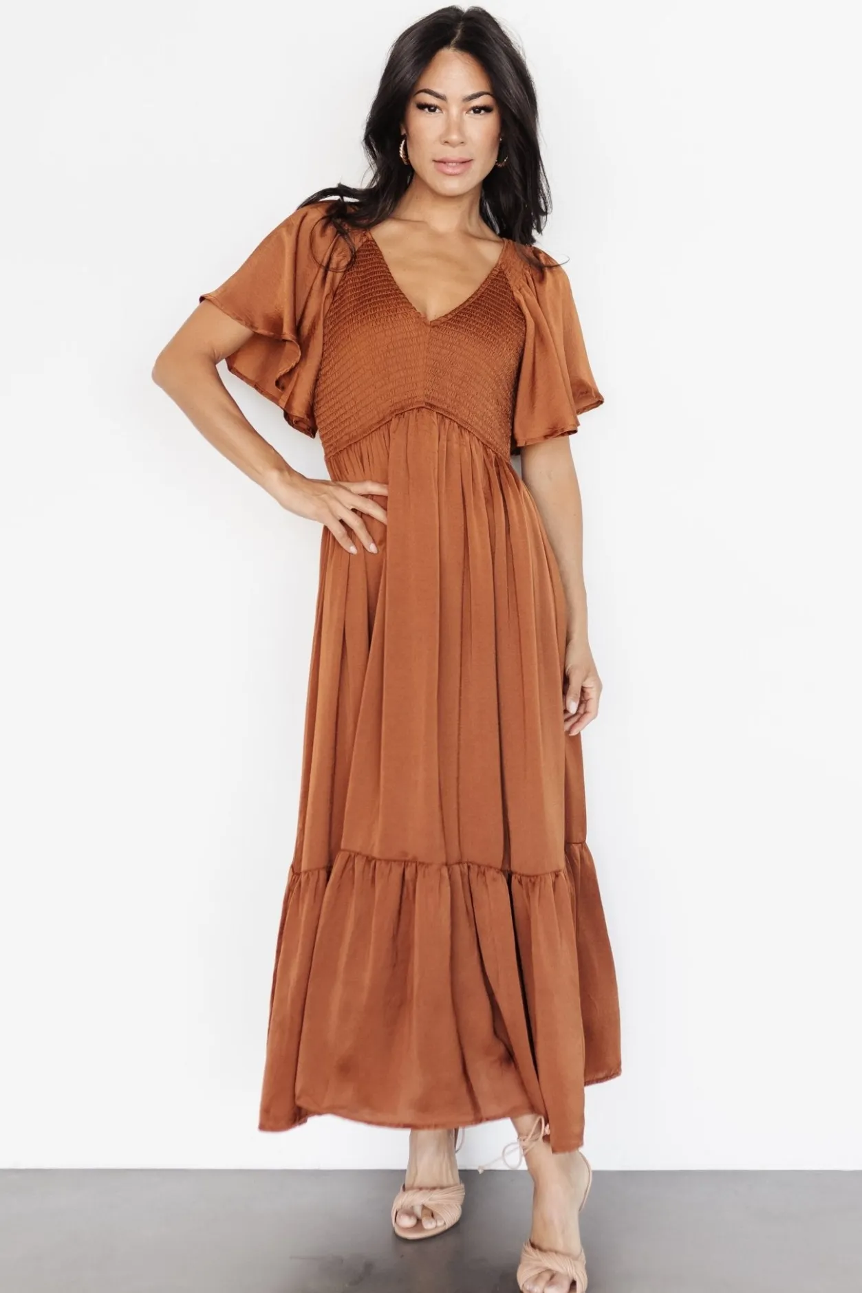 Hot Baltic Born Lovell Smocked Midi Dress | Dark Copper DarkCopper