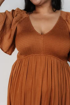 Hot Baltic Born Lovell Smocked Midi Dress | Dark Copper DarkCopper