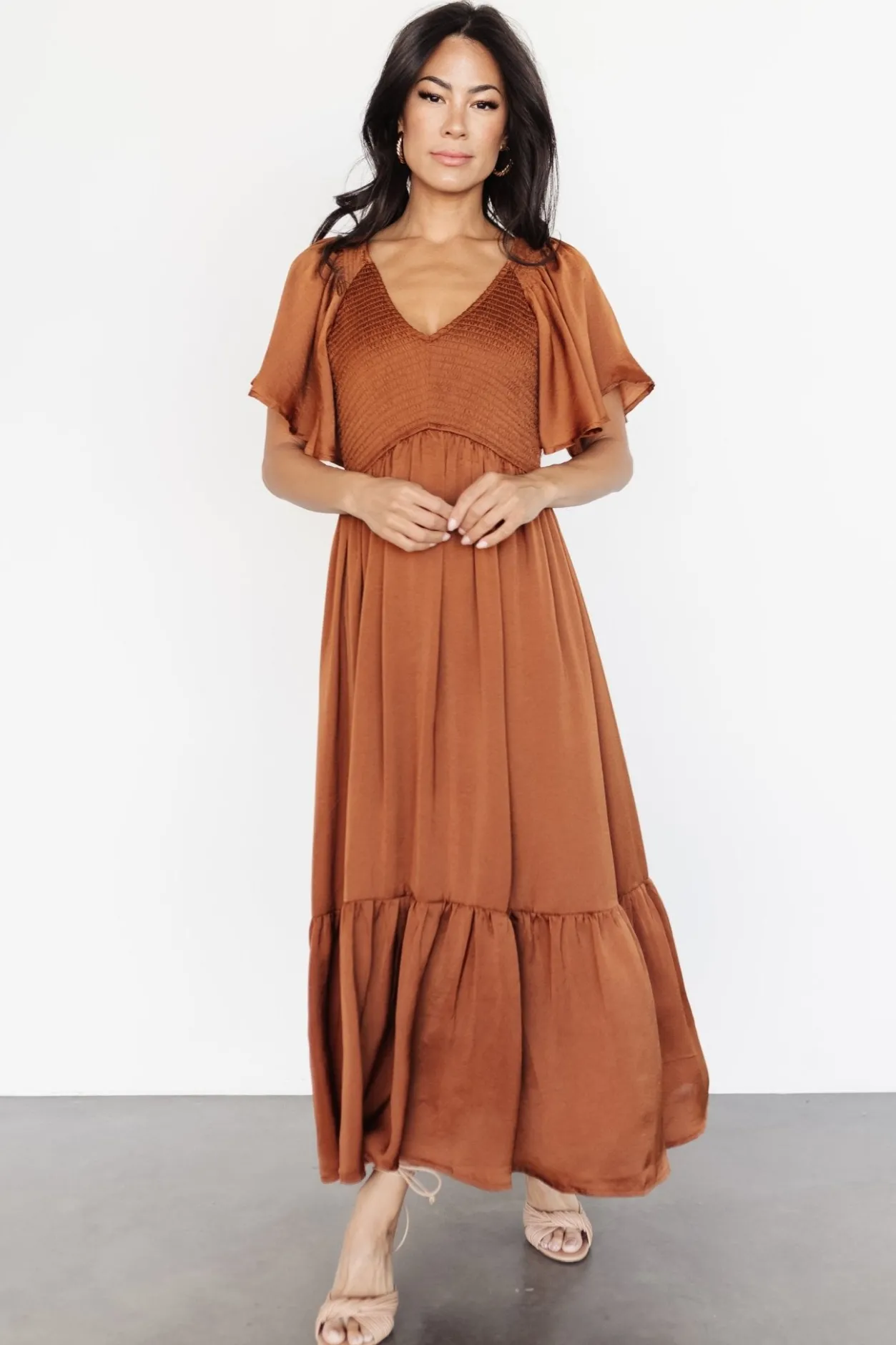 Hot Baltic Born Lovell Smocked Midi Dress | Dark Copper DarkCopper