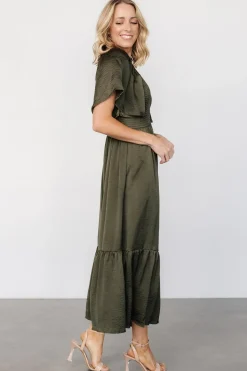 Best Baltic Born Lovell Smocked Midi Dress | Deep Olive DeepOlive