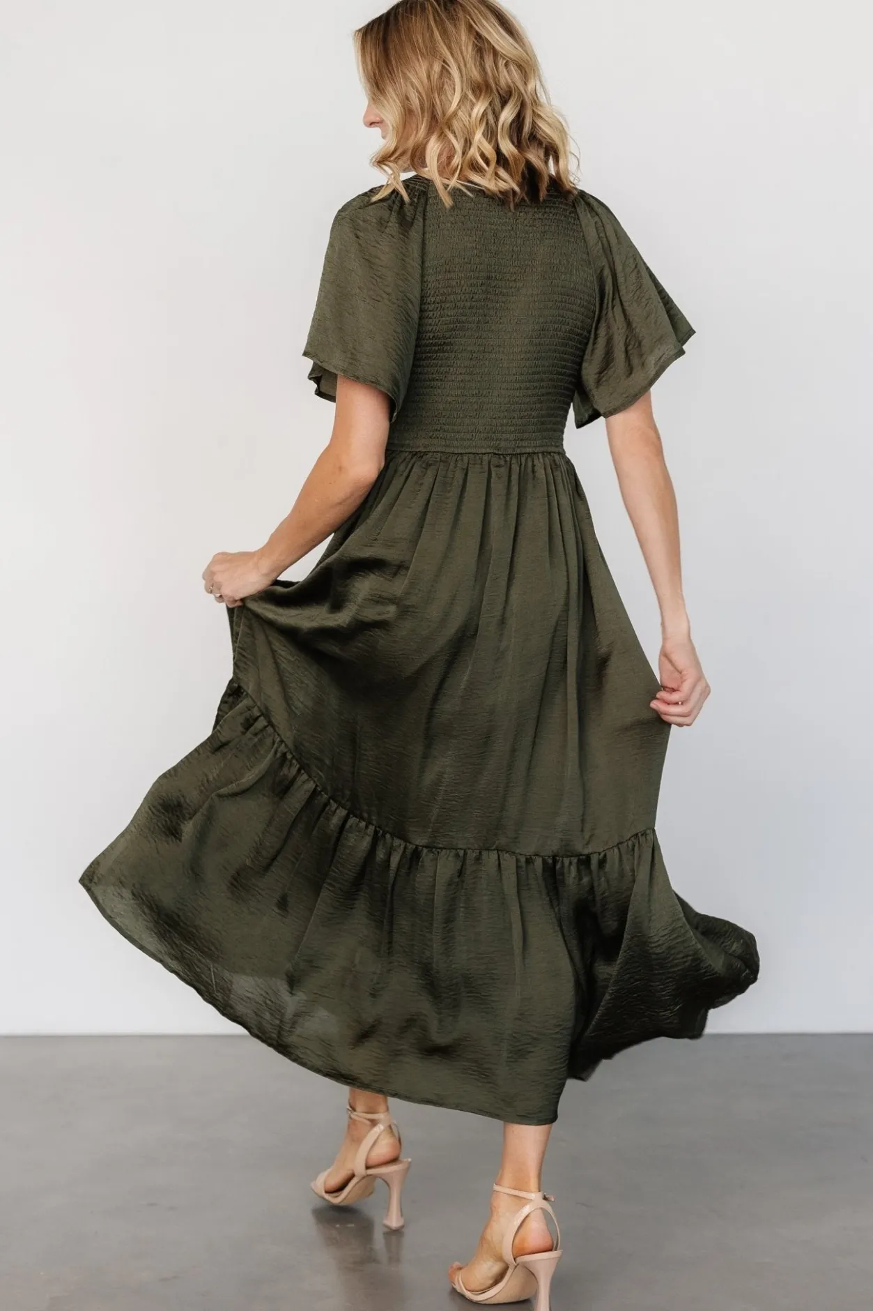 Best Baltic Born Lovell Smocked Midi Dress | Deep Olive DeepOlive