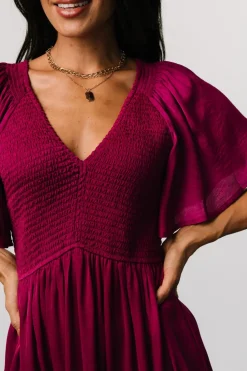 Best Baltic Born Lovell Smocked Midi Dress | Wine Berry WineBerry