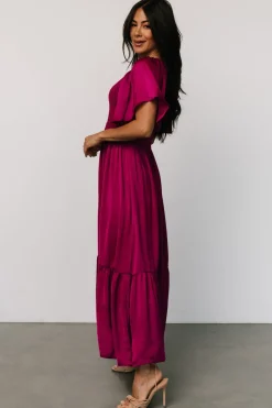 Best Baltic Born Lovell Smocked Midi Dress | Wine Berry WineBerry