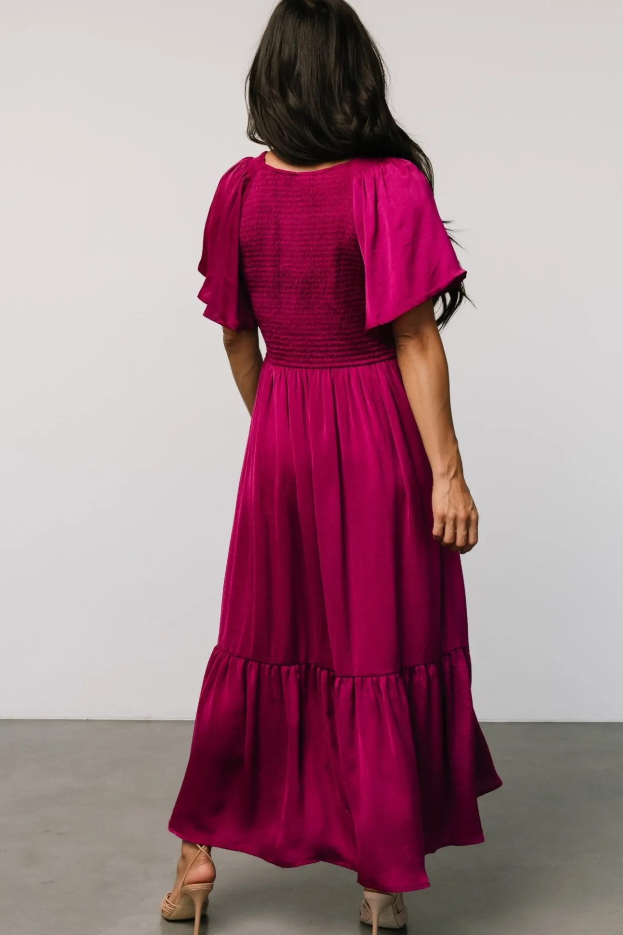 Best Baltic Born Lovell Smocked Midi Dress | Wine Berry WineBerry