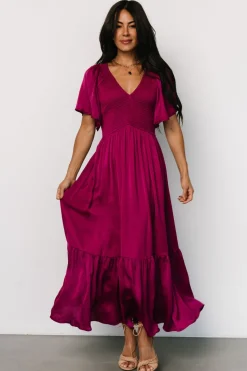 Best Baltic Born Lovell Smocked Midi Dress | Wine Berry WineBerry