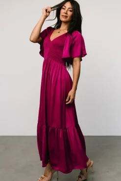 Best Baltic Born Lovell Smocked Midi Dress | Wine Berry WineBerry