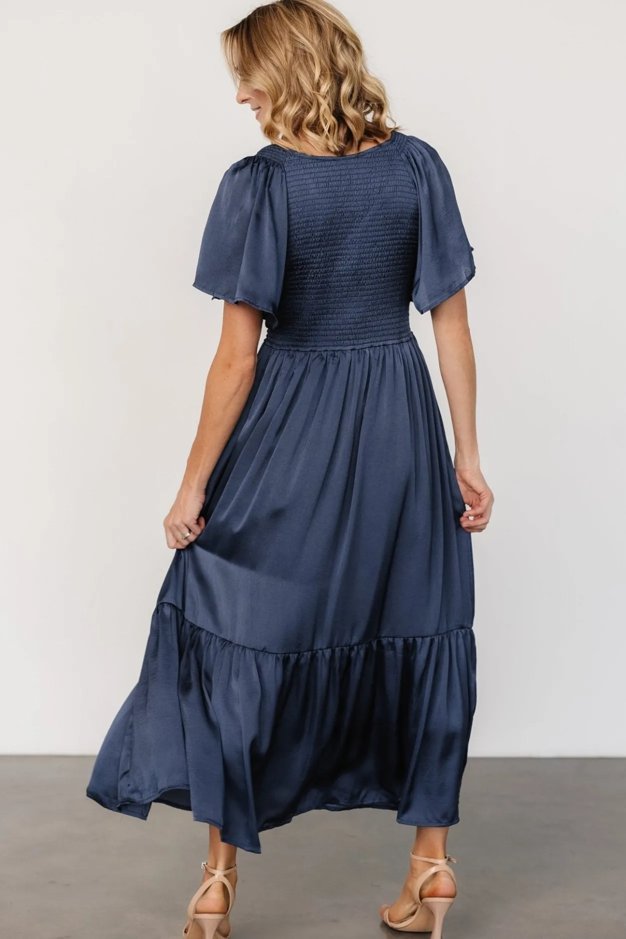 Fashion Baltic Born Lovell Smocked Midi Dress | Midnight Blue MidnightBlue