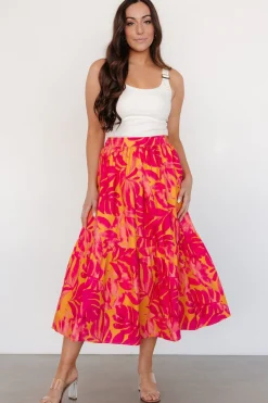 Best Baltic Born Luana Tiered Skirt | Orange + Fuchsia Orange+Fuchsia