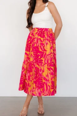 Best Baltic Born Luana Tiered Skirt | Orange + Fuchsia Orange+Fuchsia