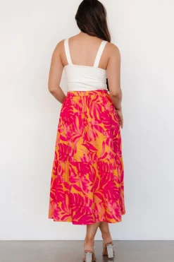 Best Baltic Born Luana Tiered Skirt | Orange + Fuchsia Orange+Fuchsia