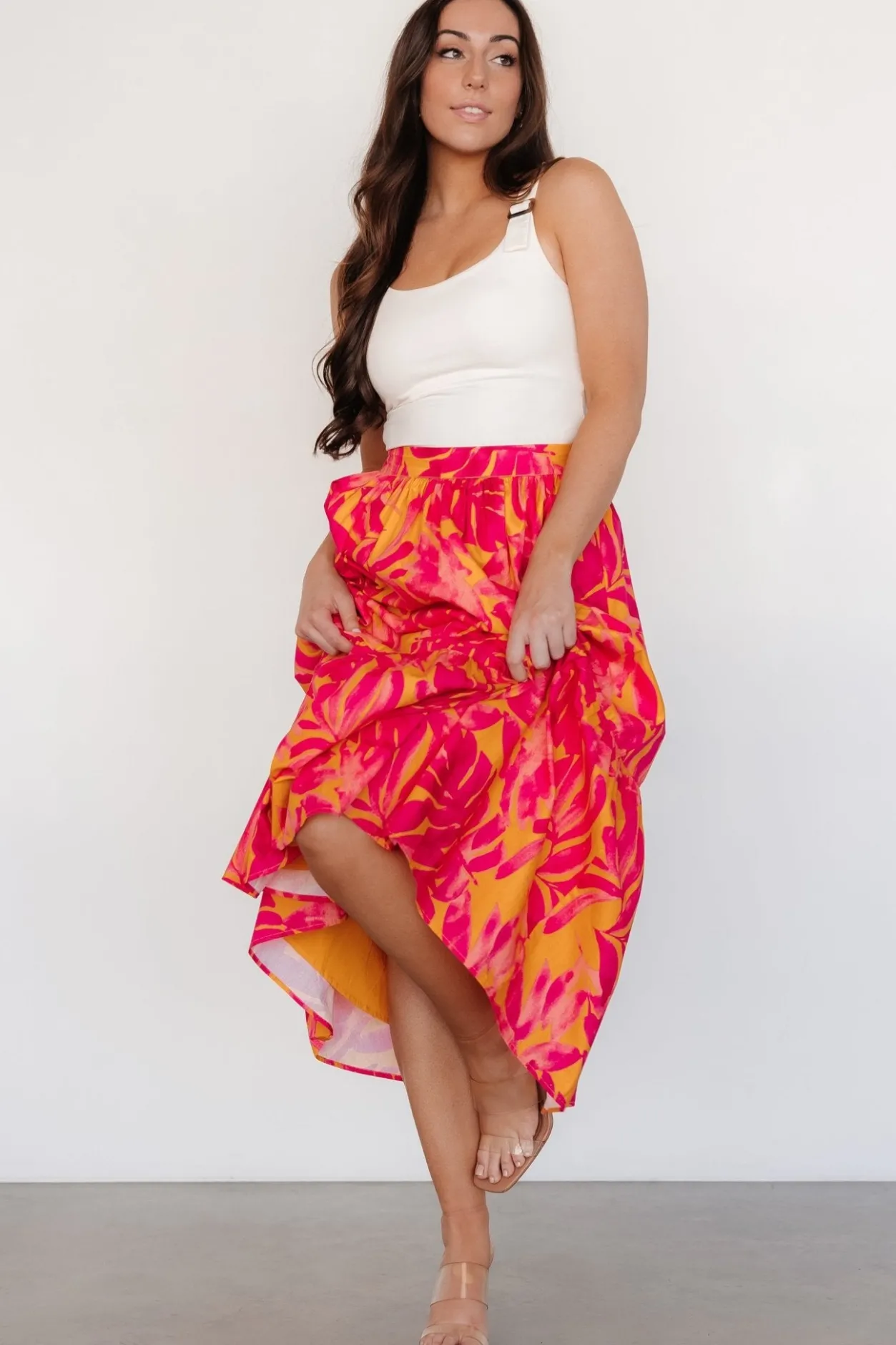 Best Baltic Born Luana Tiered Skirt | Orange + Fuchsia Orange+Fuchsia