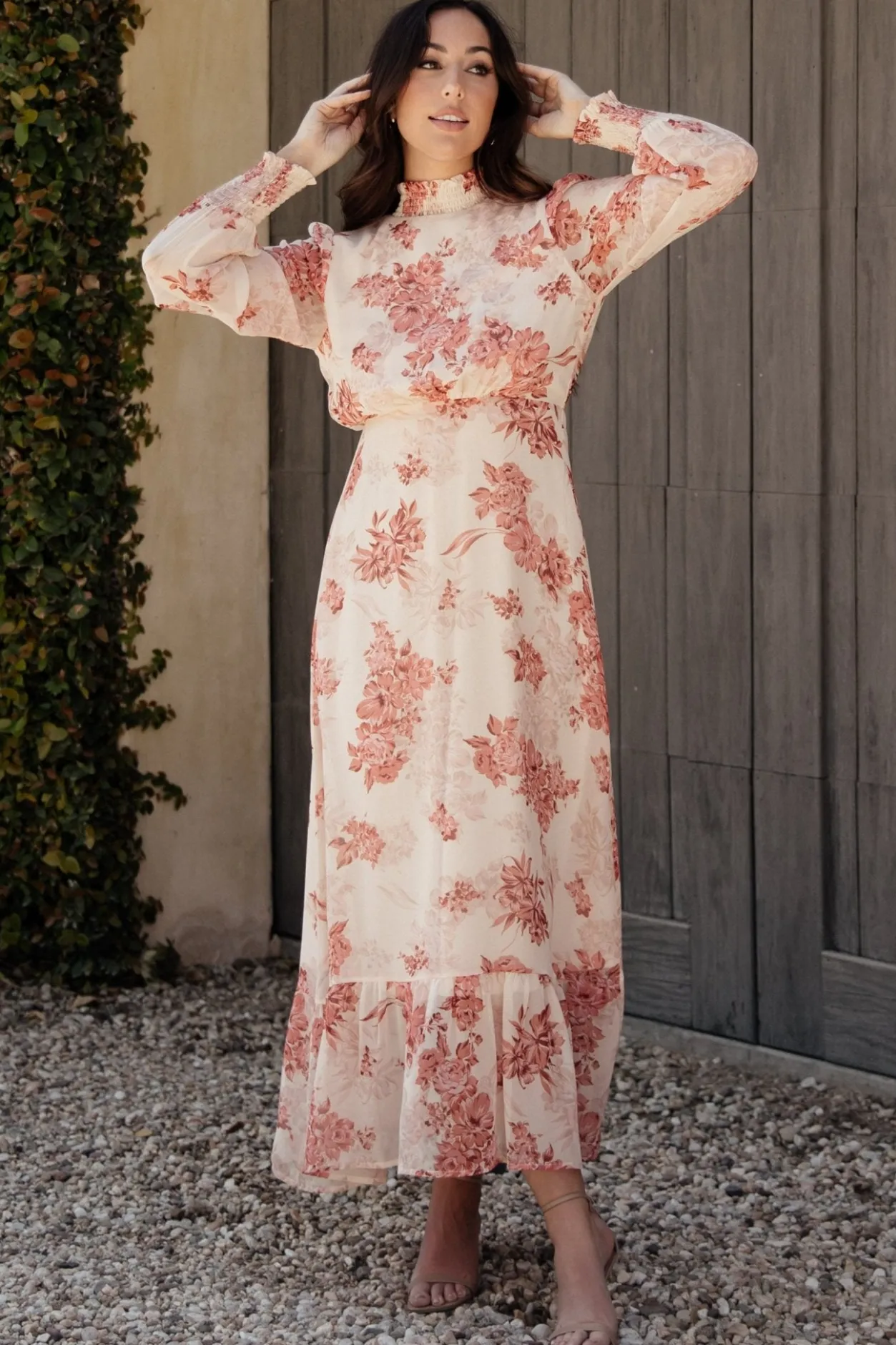 New Baltic Born Luciana Maxi Dress | Beige + Rose Beige+Rose