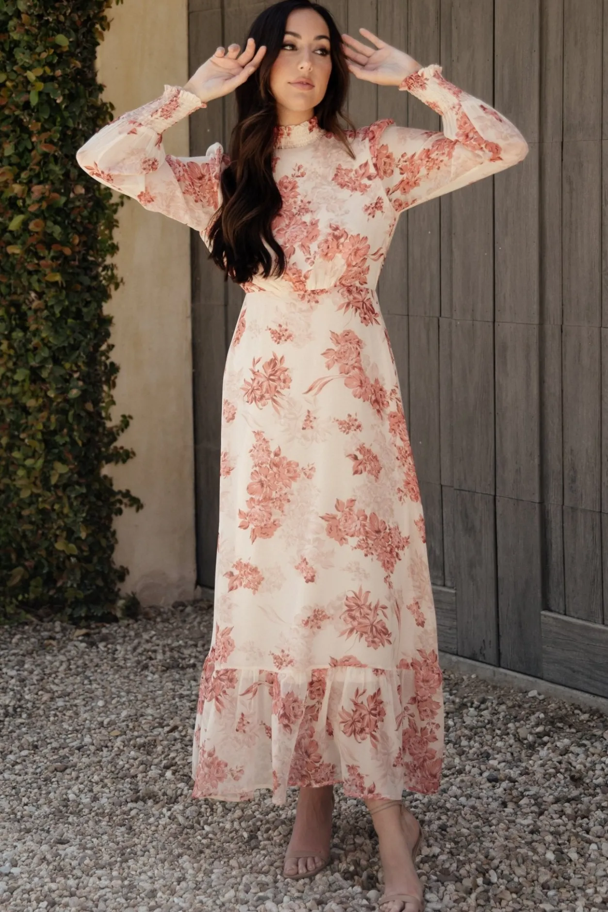 New Baltic Born Luciana Maxi Dress | Beige + Rose Beige+Rose