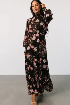 Hot Baltic Born Luciana Maxi Dress | Black + Mauve Black+Mauve