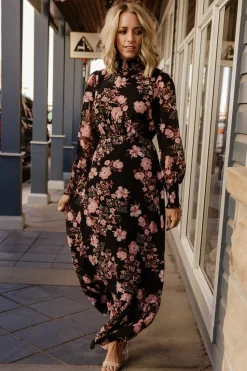 Hot Baltic Born Luciana Maxi Dress | Black + Mauve Black+Mauve