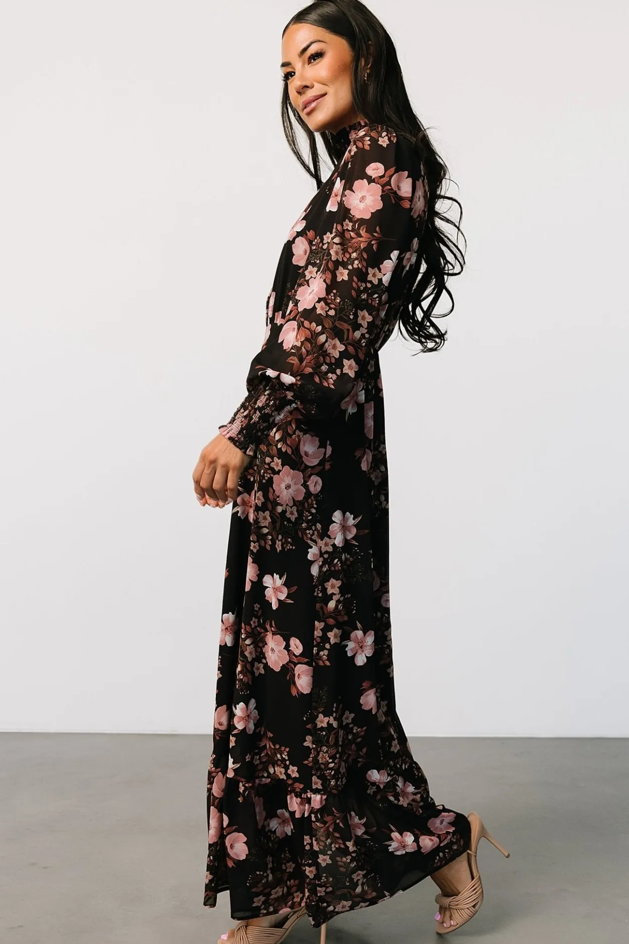 Hot Baltic Born Luciana Maxi Dress | Black + Mauve Black+Mauve