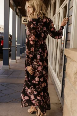 Hot Baltic Born Luciana Maxi Dress | Black + Mauve Black+Mauve