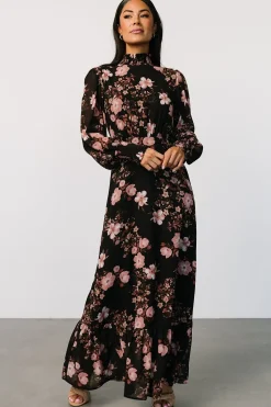 Hot Baltic Born Luciana Maxi Dress | Black + Mauve Black+Mauve