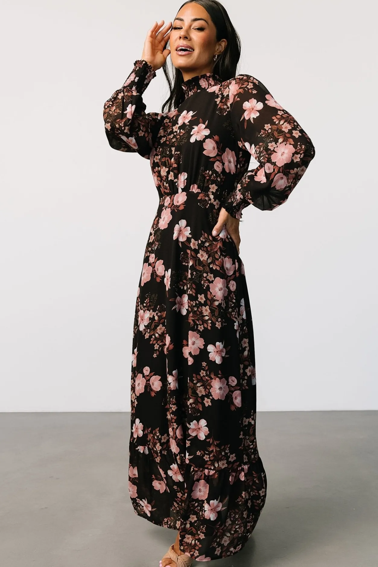 Hot Baltic Born Luciana Maxi Dress | Black + Mauve Black+Mauve