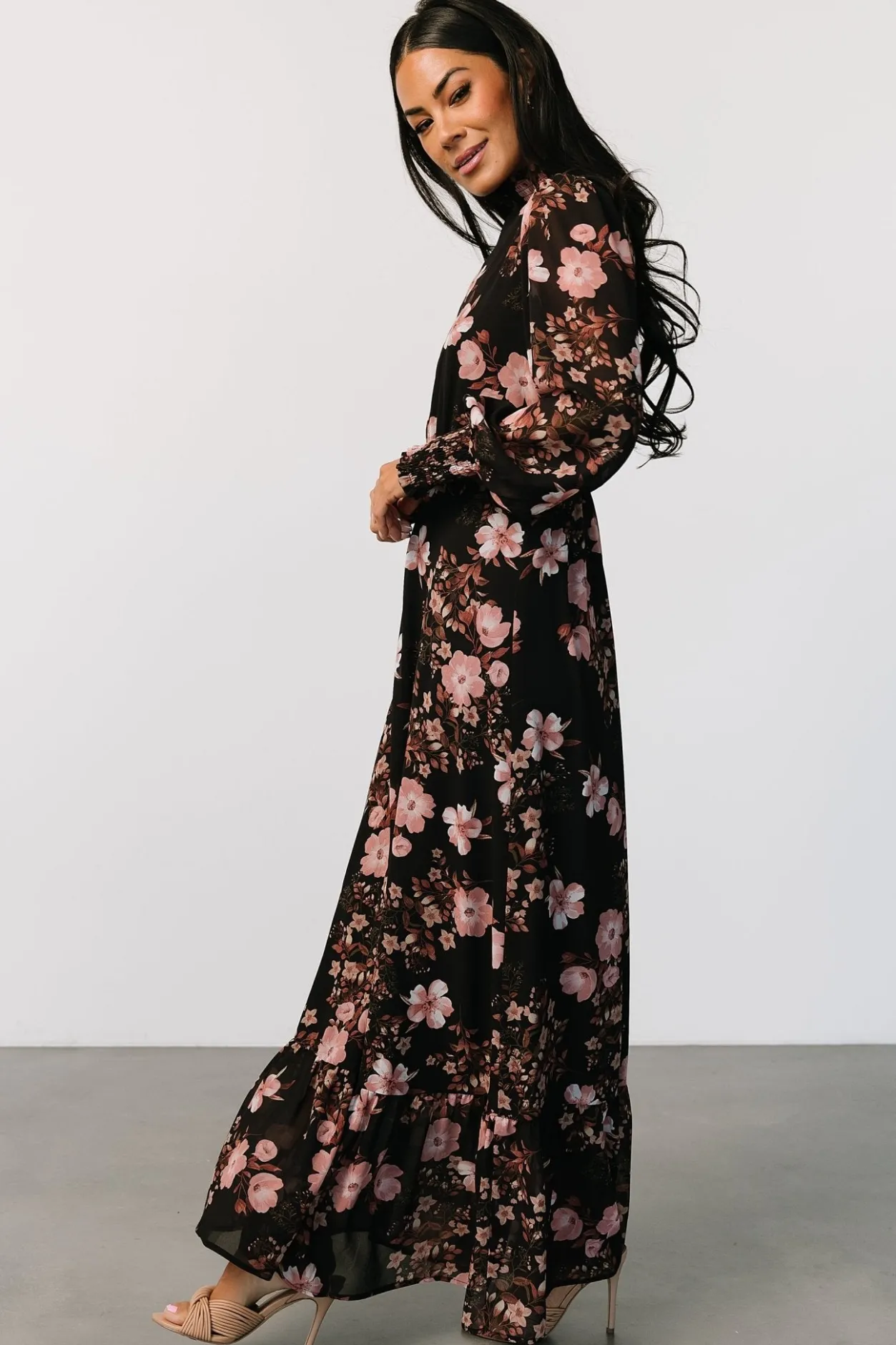 Hot Baltic Born Luciana Maxi Dress | Black + Mauve Black+Mauve