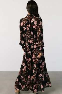 Hot Baltic Born Luciana Maxi Dress | Black + Mauve Black+Mauve